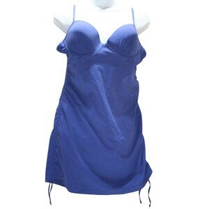 Spanx Love Your Assets Womens L Blue One Piece Swimsuit Dress Slimming Shapewear